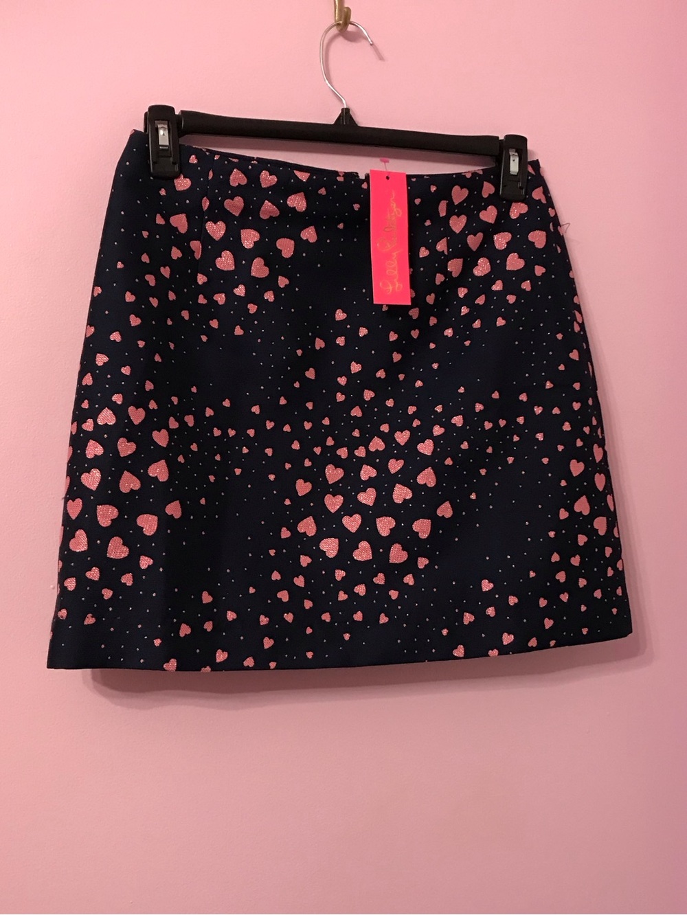 Lilly Pulitzer Adler Skirt True Navy Heart Jacquard Size 8